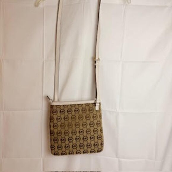 MICHAEL KORS Jet Set MK Logo Crossbody Bag Tan & Cream Adjustable Strap - Picture 4 of 10